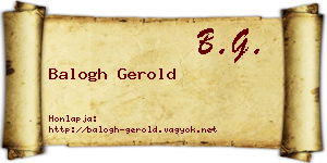 Balogh Gerold névjegykártya